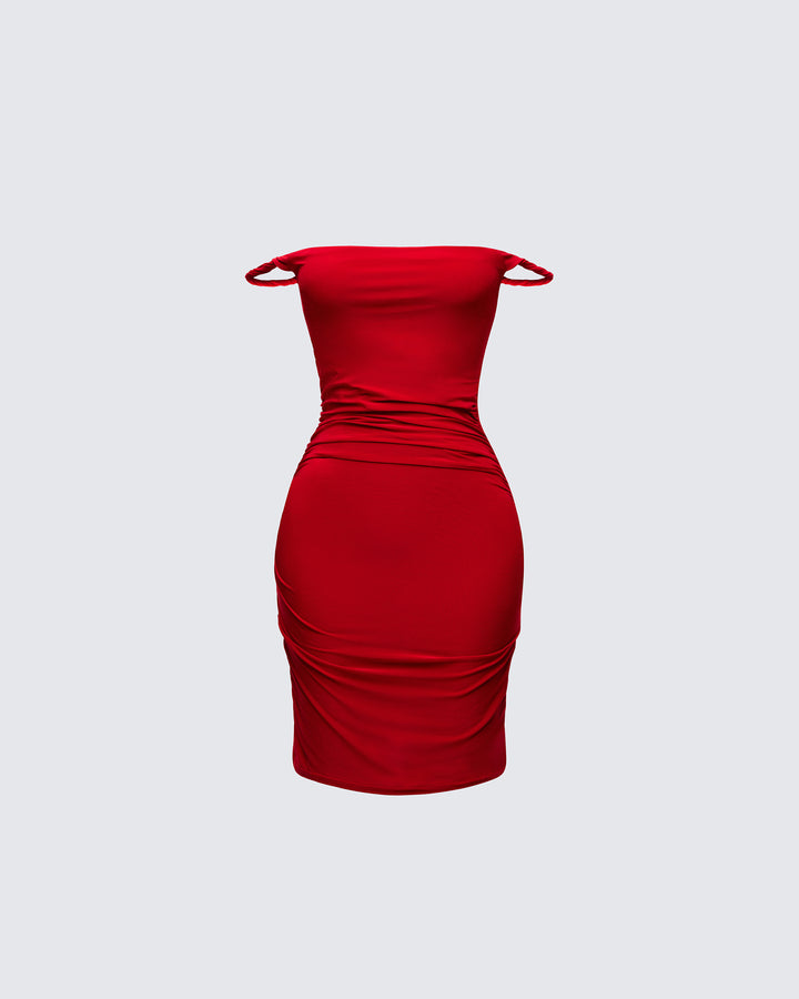 Lois Red Twist Strap Mini Dress product front