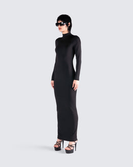 Lola Black Bodycon Maxi Dress – FINESSE