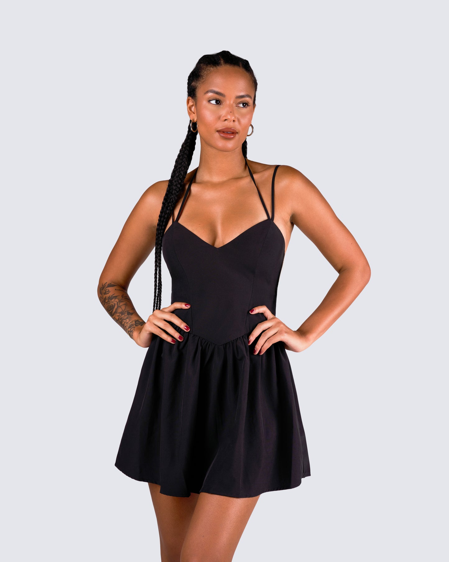 Lorella Black Poplin Mini Dress