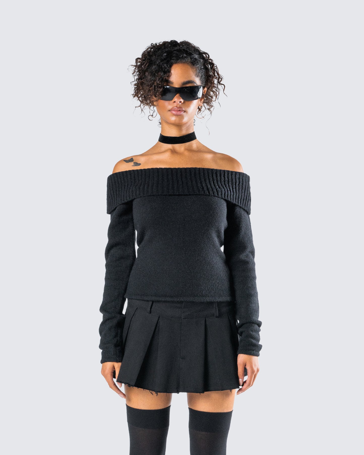 Lorraine Black Sweater Knit Top