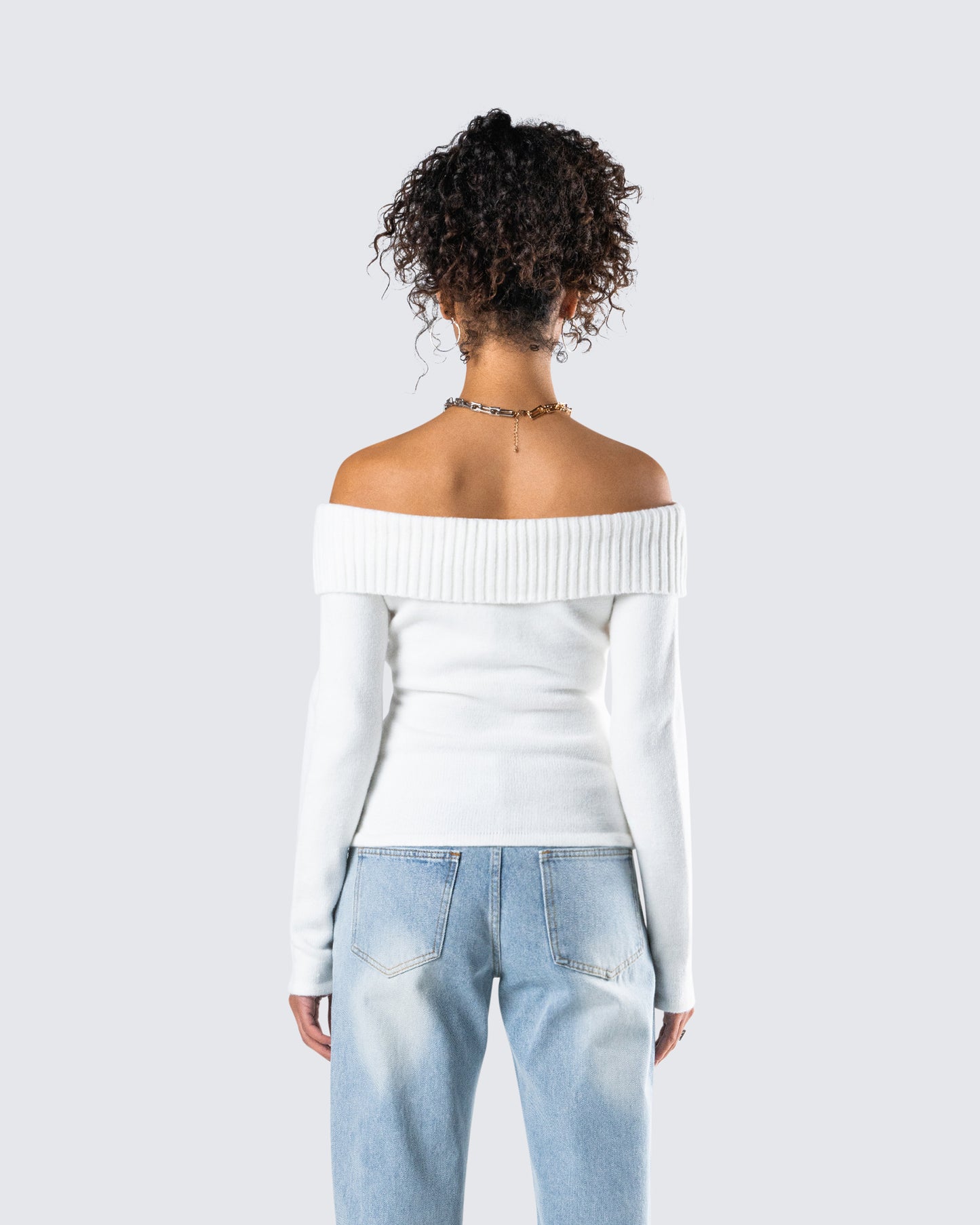 Lorraine White Sweater Knit Top