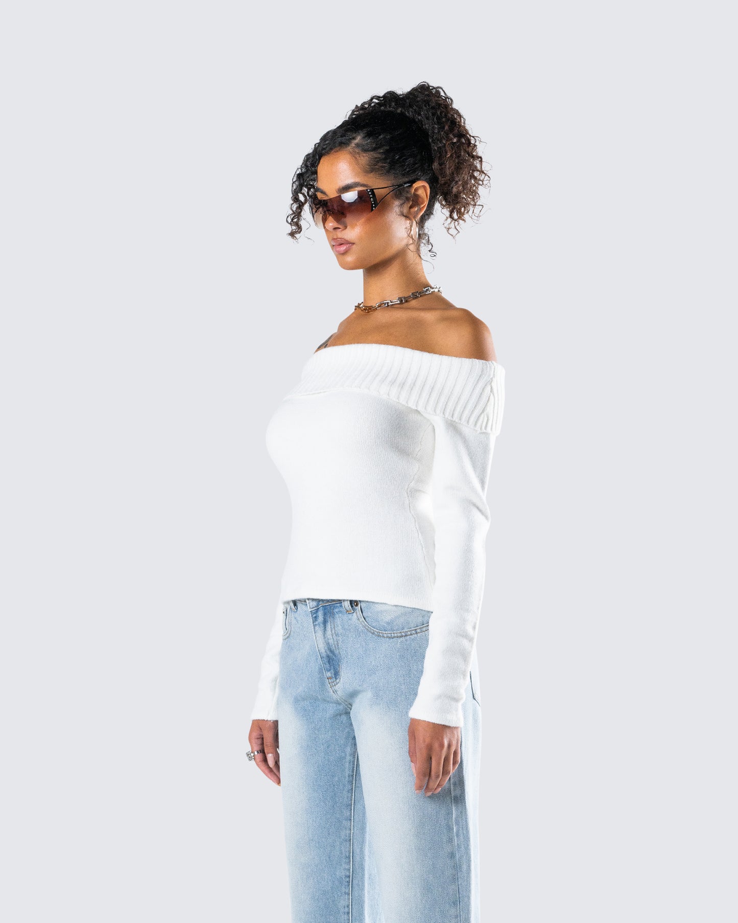 Lorraine White Sweater Knit Top