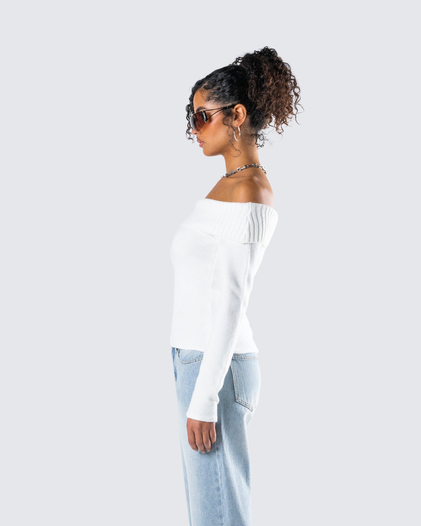 Lorraine White Sweater Knit Top