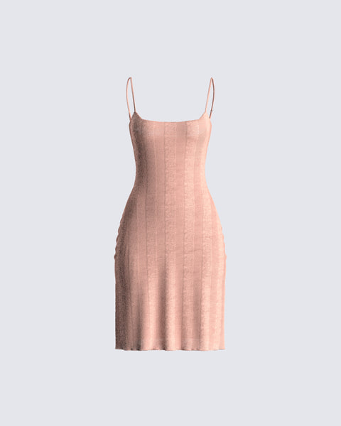strapless open back dress Pink Striped Sweater Mini Dress