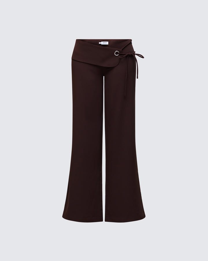 Lova Brown Low Rise Tailored Flared Pants product front