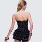 Love Hand Beaded Rhinestone Black Corset Top