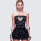Love Hand Beaded Rhinestone Black Corset Top