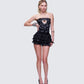 Love Hand Beaded Rhinestone Black Corset Top
