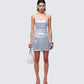 Women's silver sequin mini dress front view – FINESSE