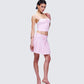 Lucien Pink Ribbon Path Knitted Pleated Skirt