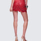 Lucille Red Sequin Tie Mini Skirt
