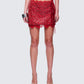 Lucille Red Sequin Tie Mini Skirt model front