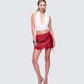 Lucille Red Sequin Tie Mini Skirt