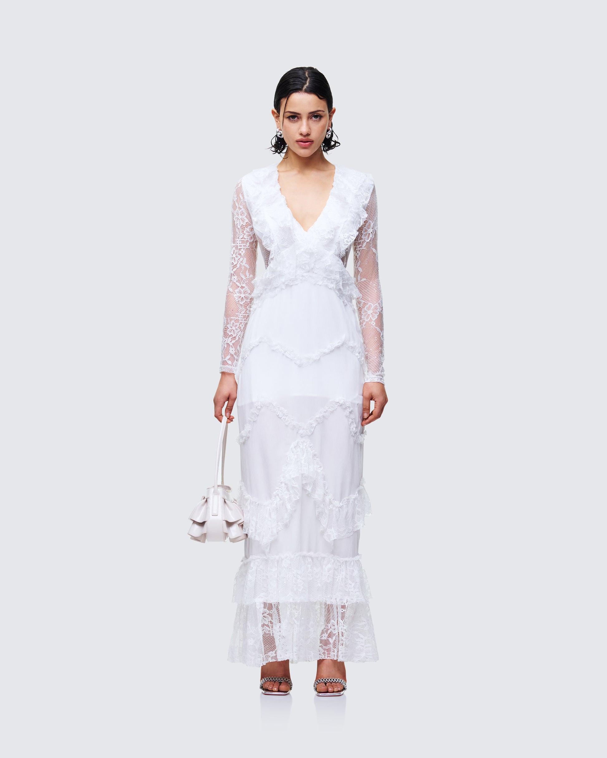 Women's white mini dress front view – FINESSE