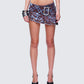 Luxa Brown Printed Denim Eyelet Mini Skirt model front