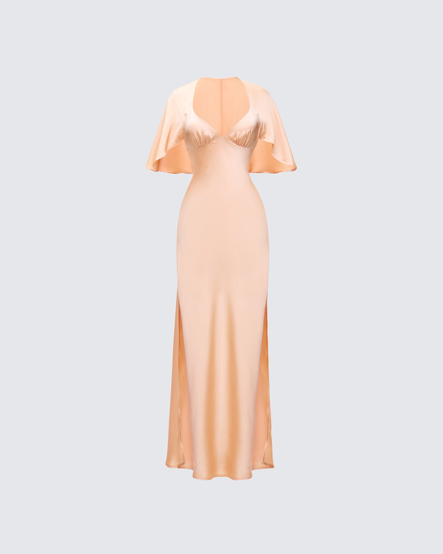 Loretta Orange Satin Cape Sleeve Dress product front