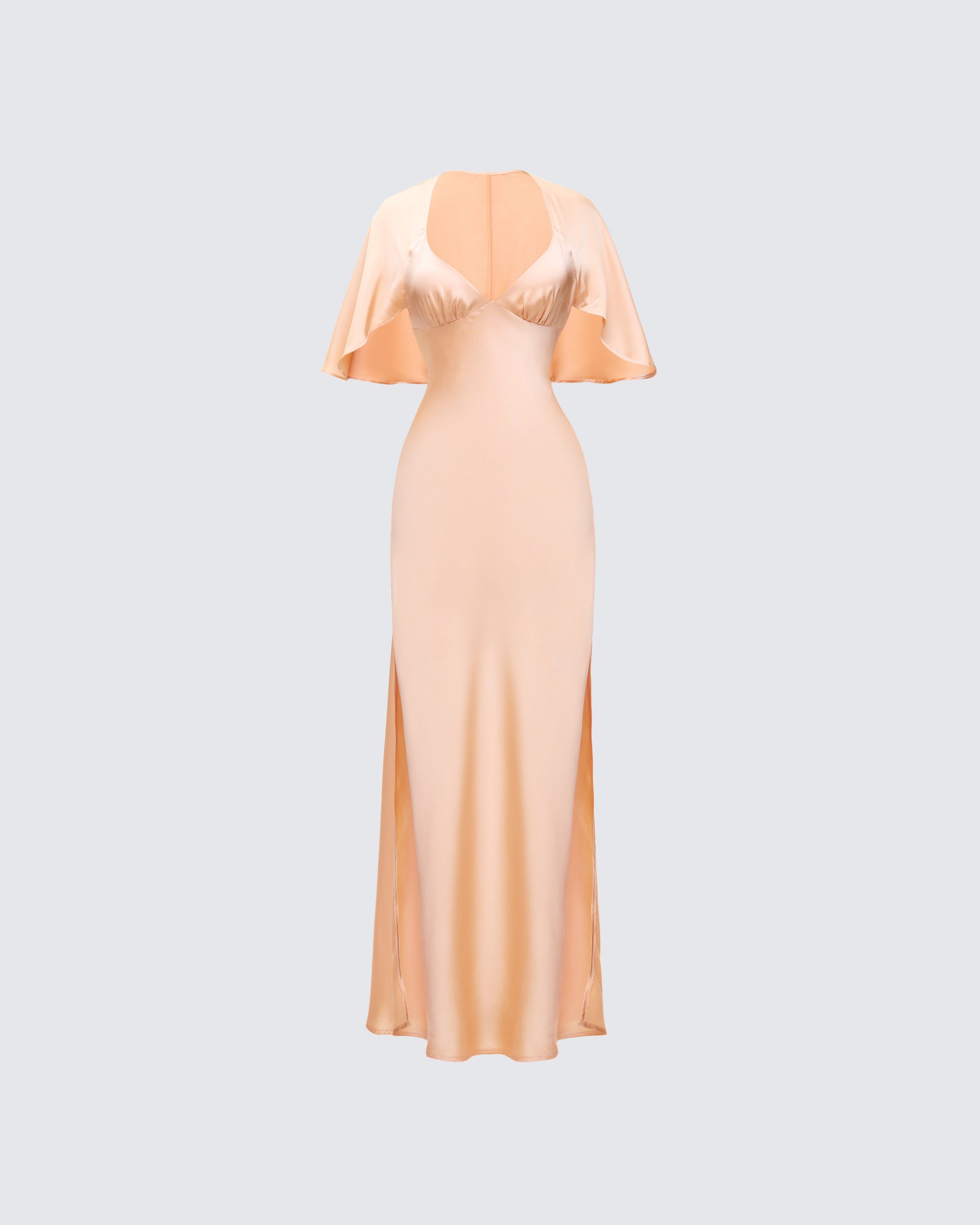 Loretta Orange Satin Cape Sleeve Dress product front