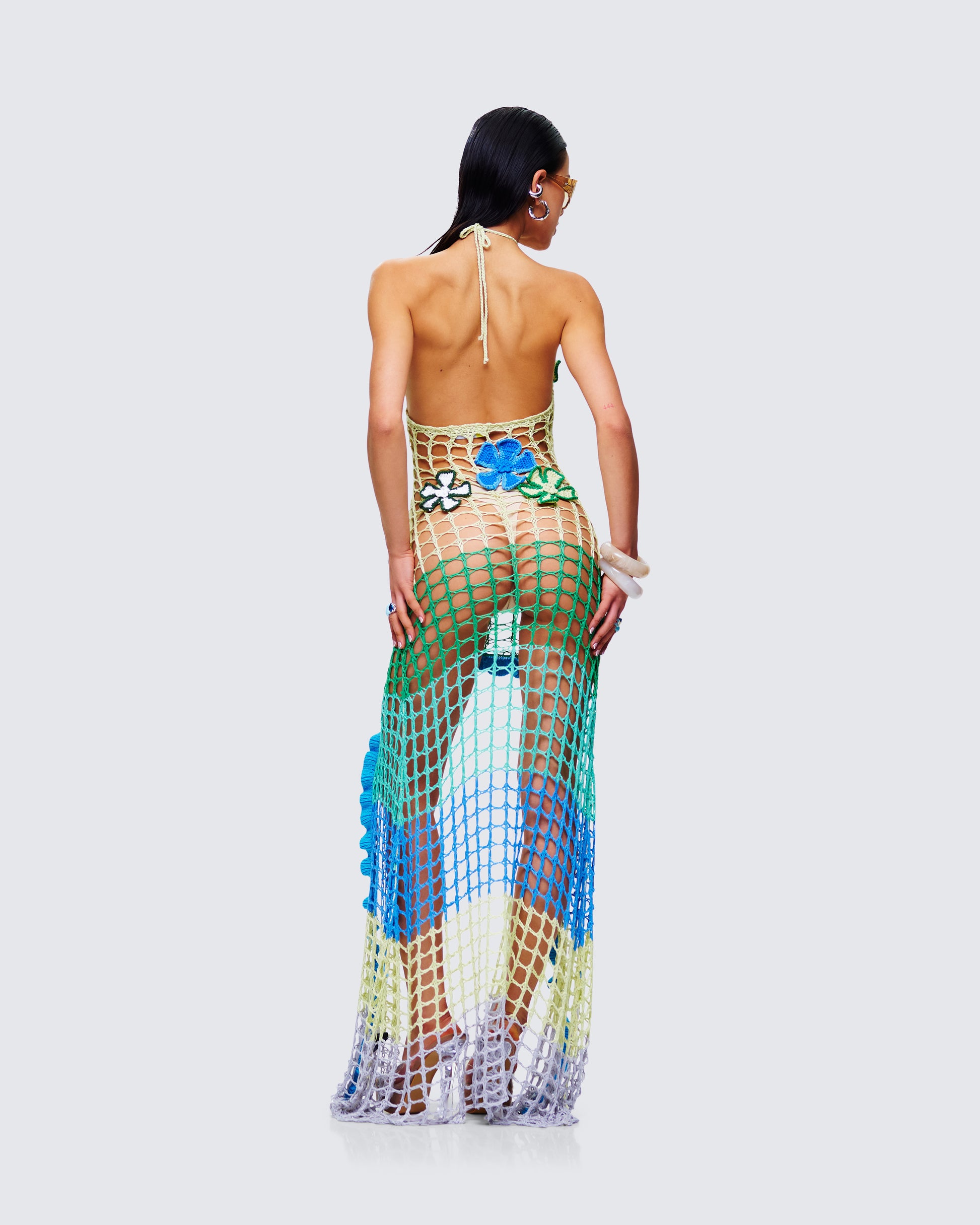 crochet floral maxi dress Lusigna Crochet Floral Maxi Dress AZZURRA