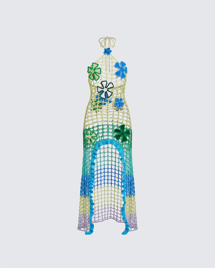Mael Multi Häkelkleid mit Blumenapplikationen