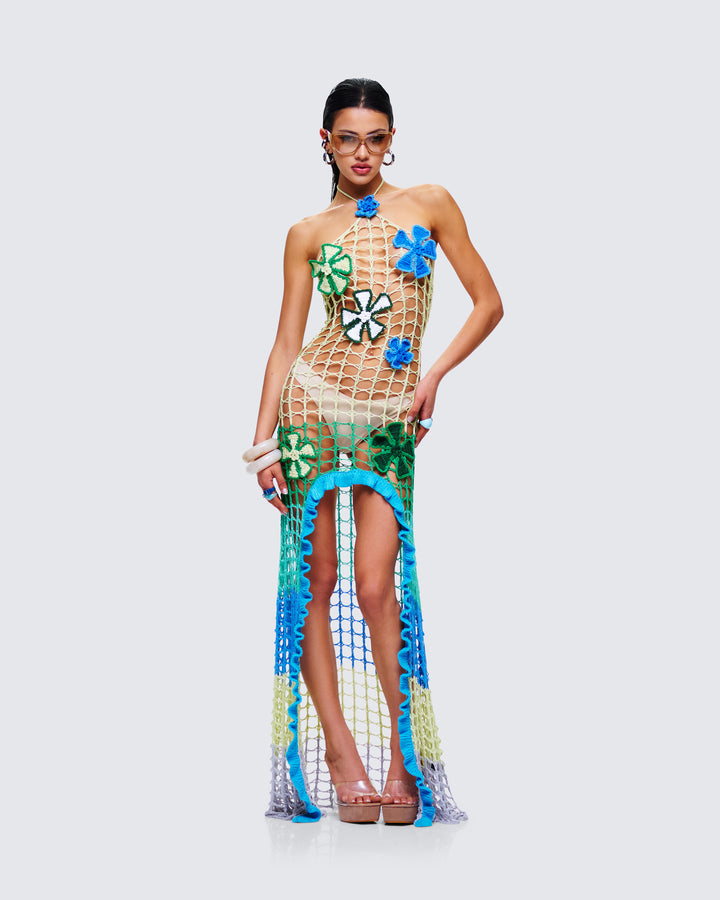 Women's floral dress alternate angle – FINESSE