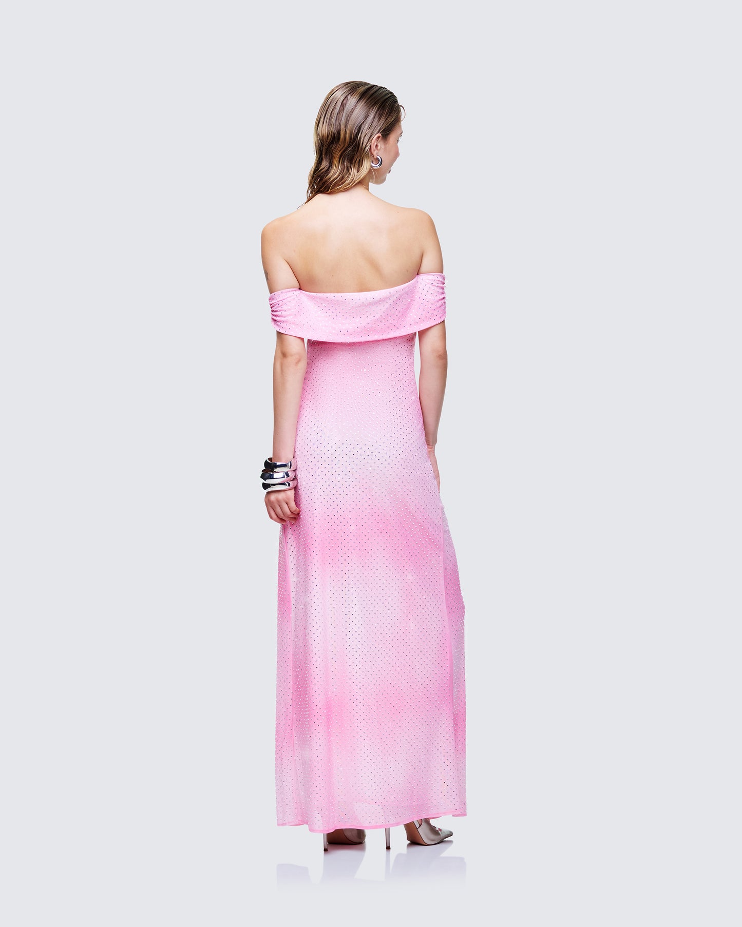 Women's pink maxi dress alternate angle – FINESSE