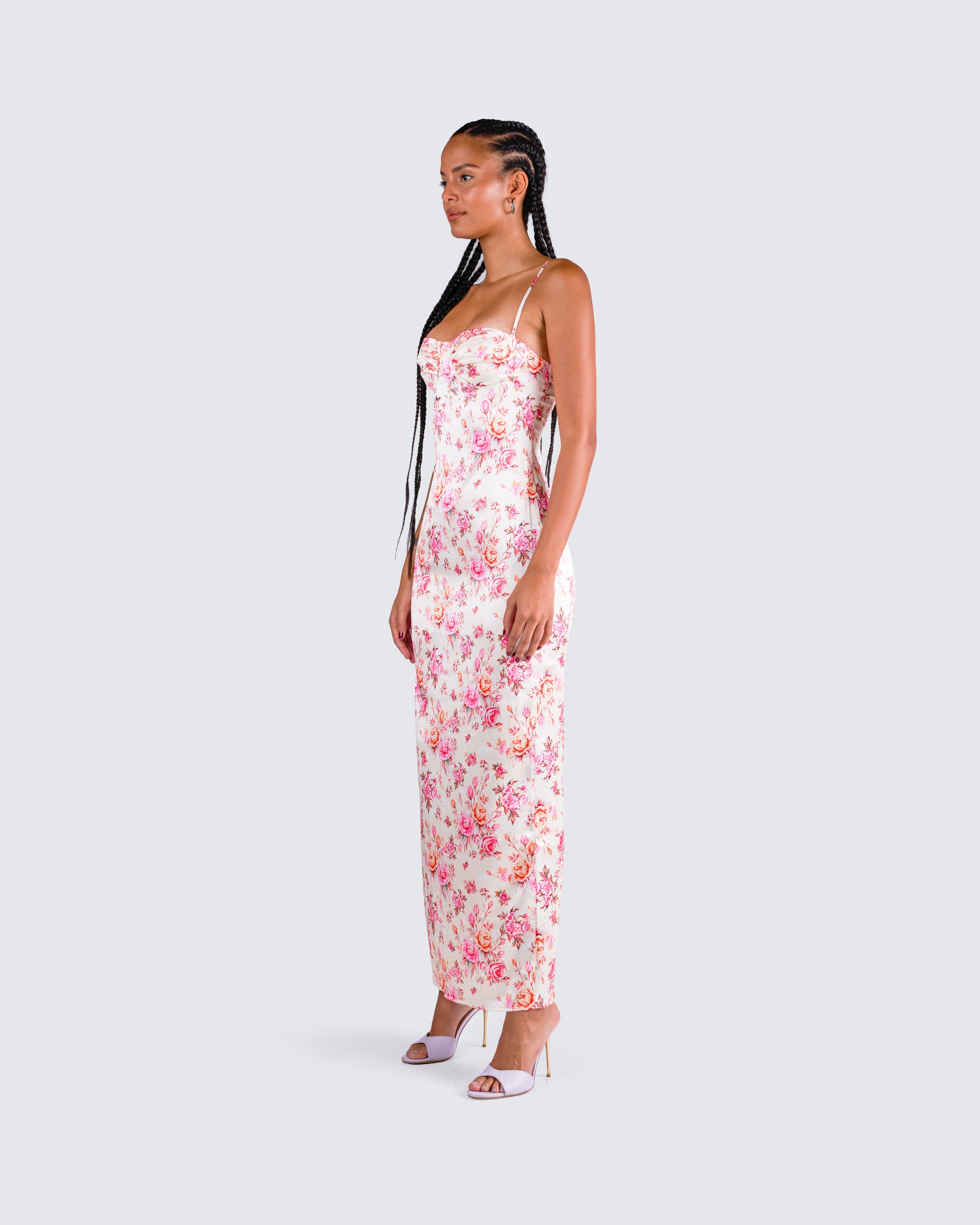 ivory floral print maxi dress Ivory Floral Print Maxi Dress