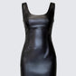 Maia Black Faux Leather Midi Dress