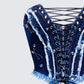 Maja Blue Denim Lace Up Corset Top