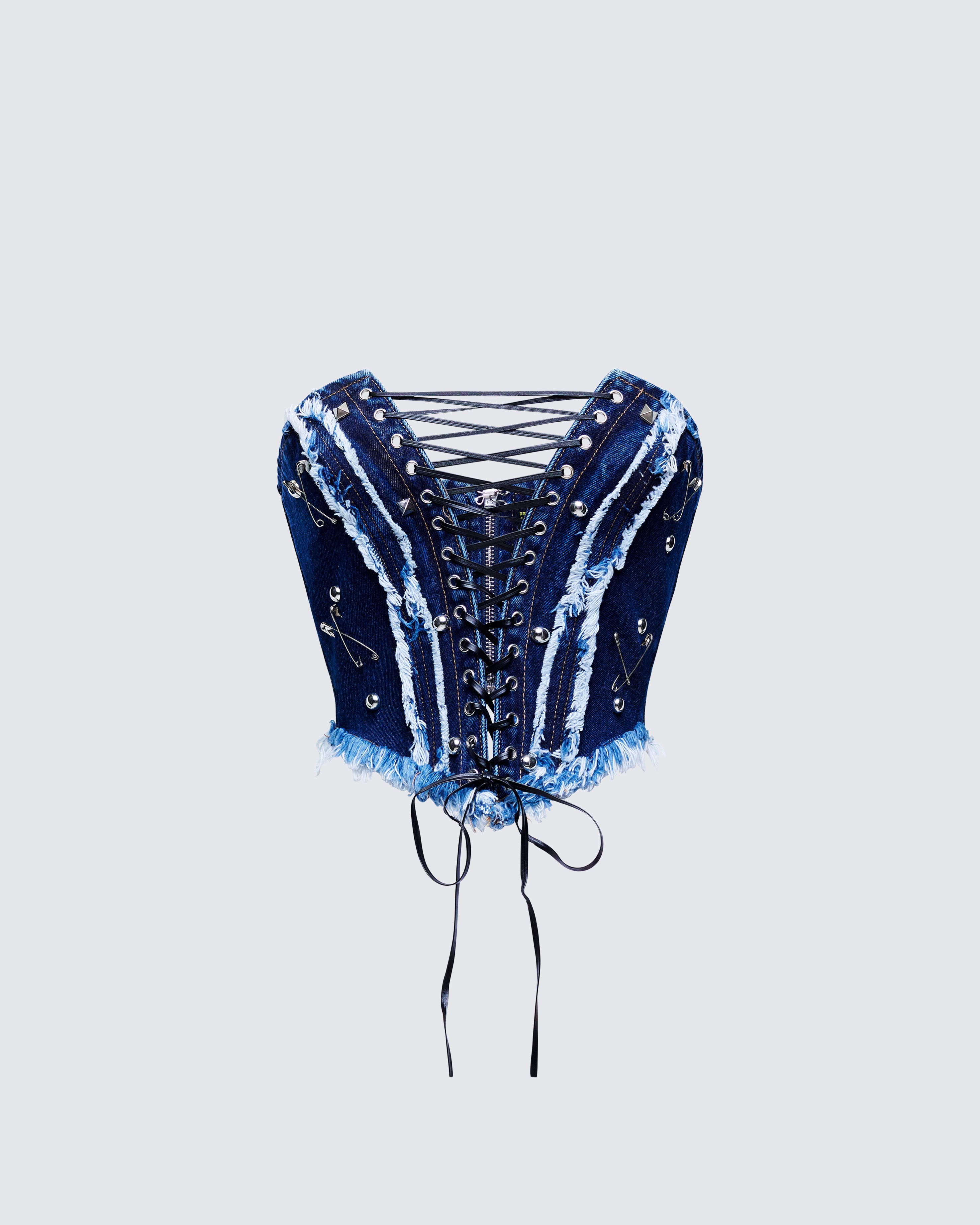 Blue Denim Corset Top Lace Up Bustier – FINESSE