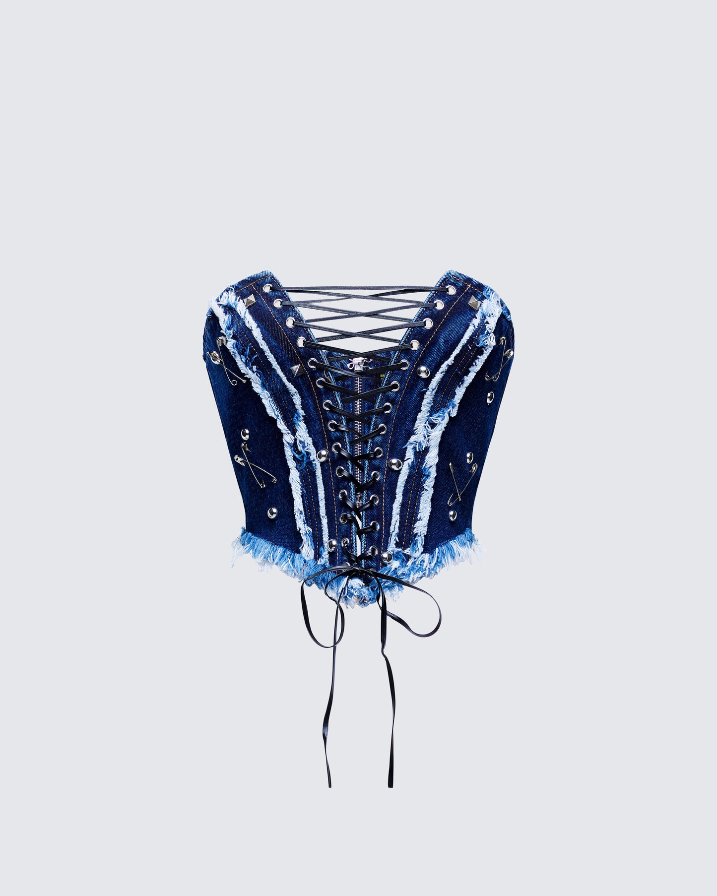 Maja Blue Denim Lace Up Corset Top