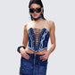 Maja Blue Denim Lace Up Corset Top