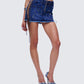 Maja Blue Denim Lace Up Micro Mini Skirt