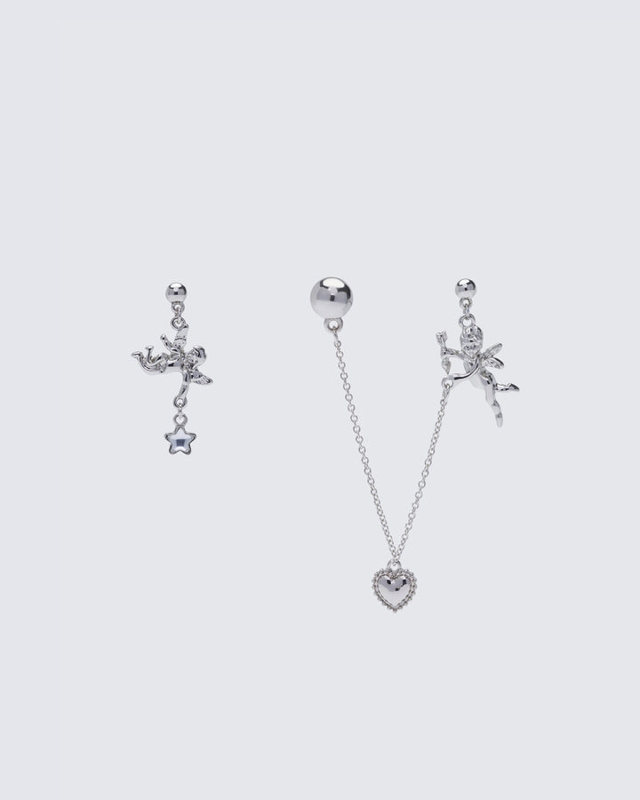 Malaika Silver Cherub Earring Set product front