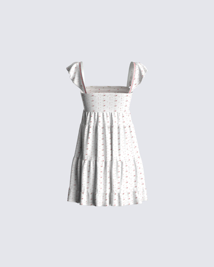 Mallory White Floral Mini Dress