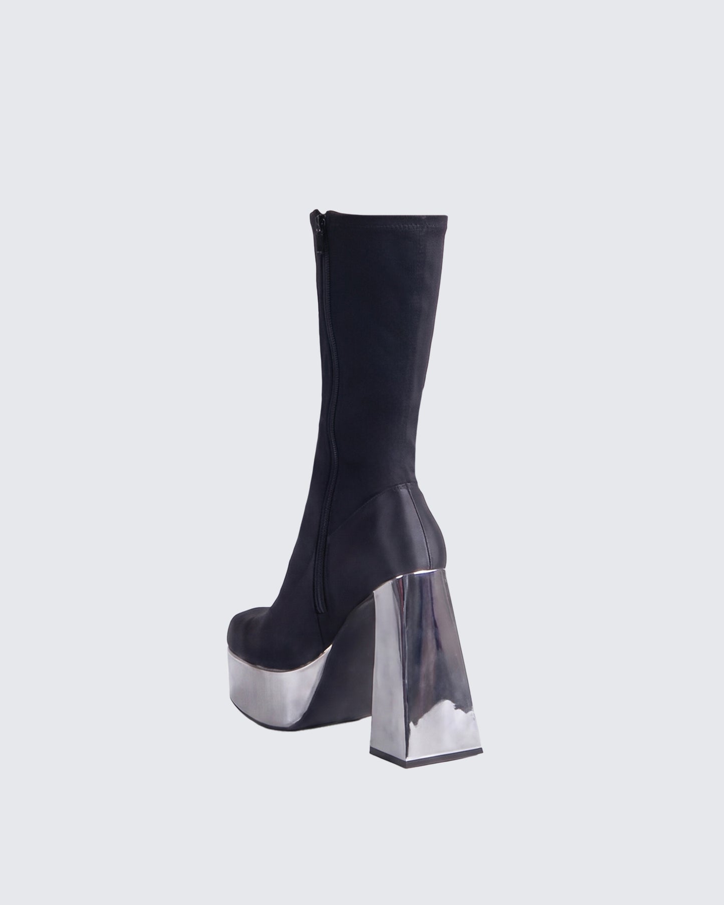 Marcil Black Heeled Platform Boot