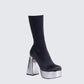 Marcil Black Heeled Platform Boot