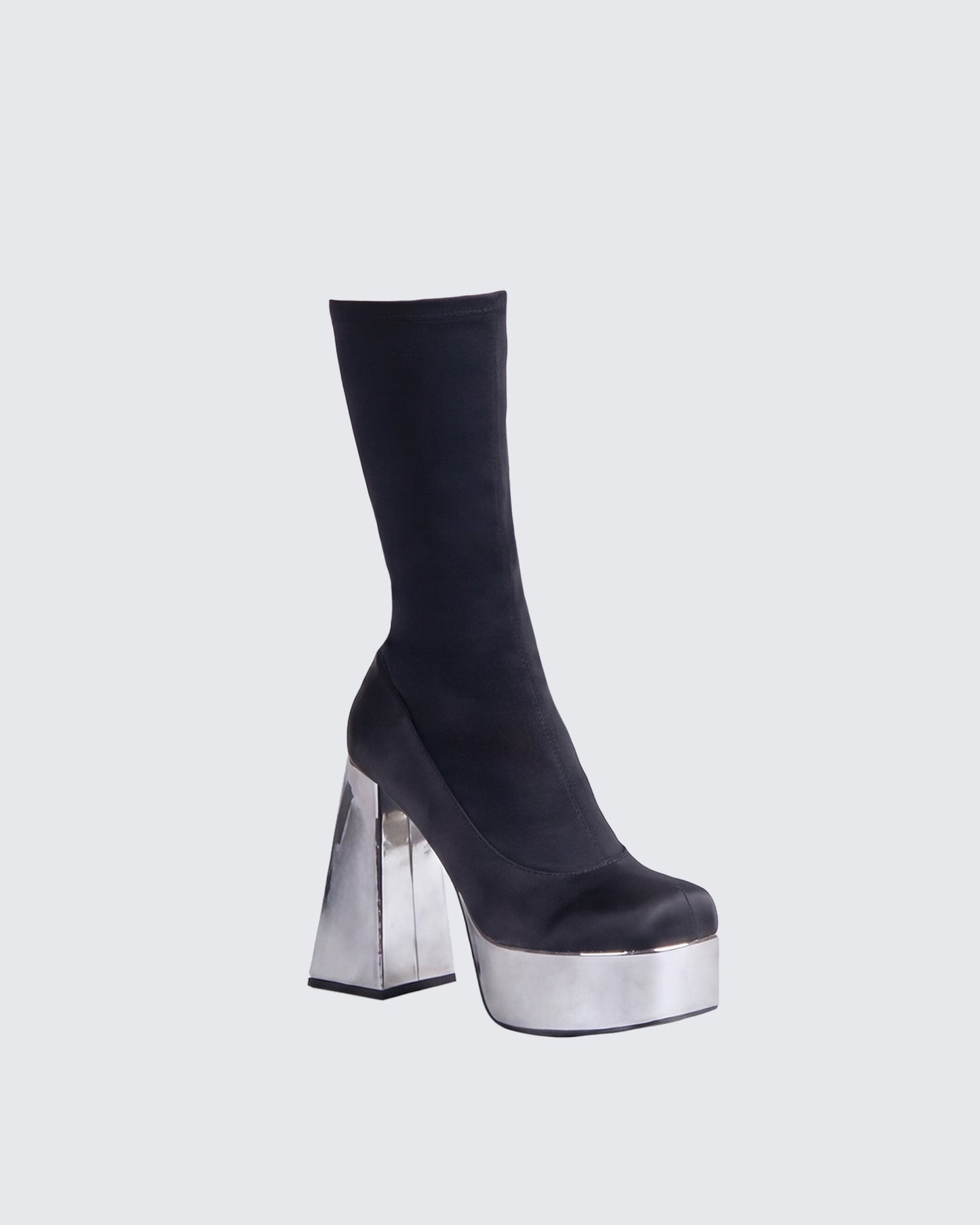 Marcil Black Heeled Platform Boot