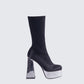 Marcil Black Heeled Platform Boot