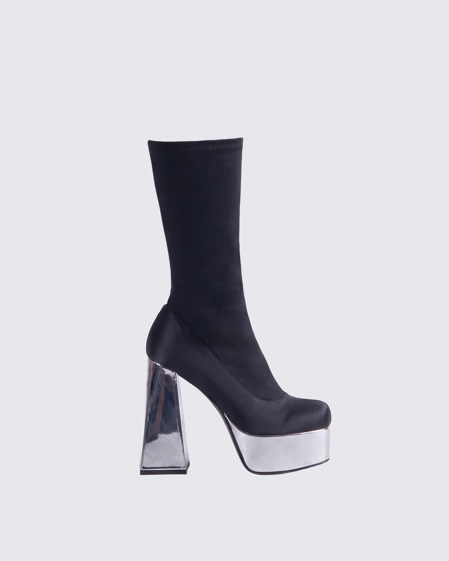 Marcil Black Heeled Platform Boot