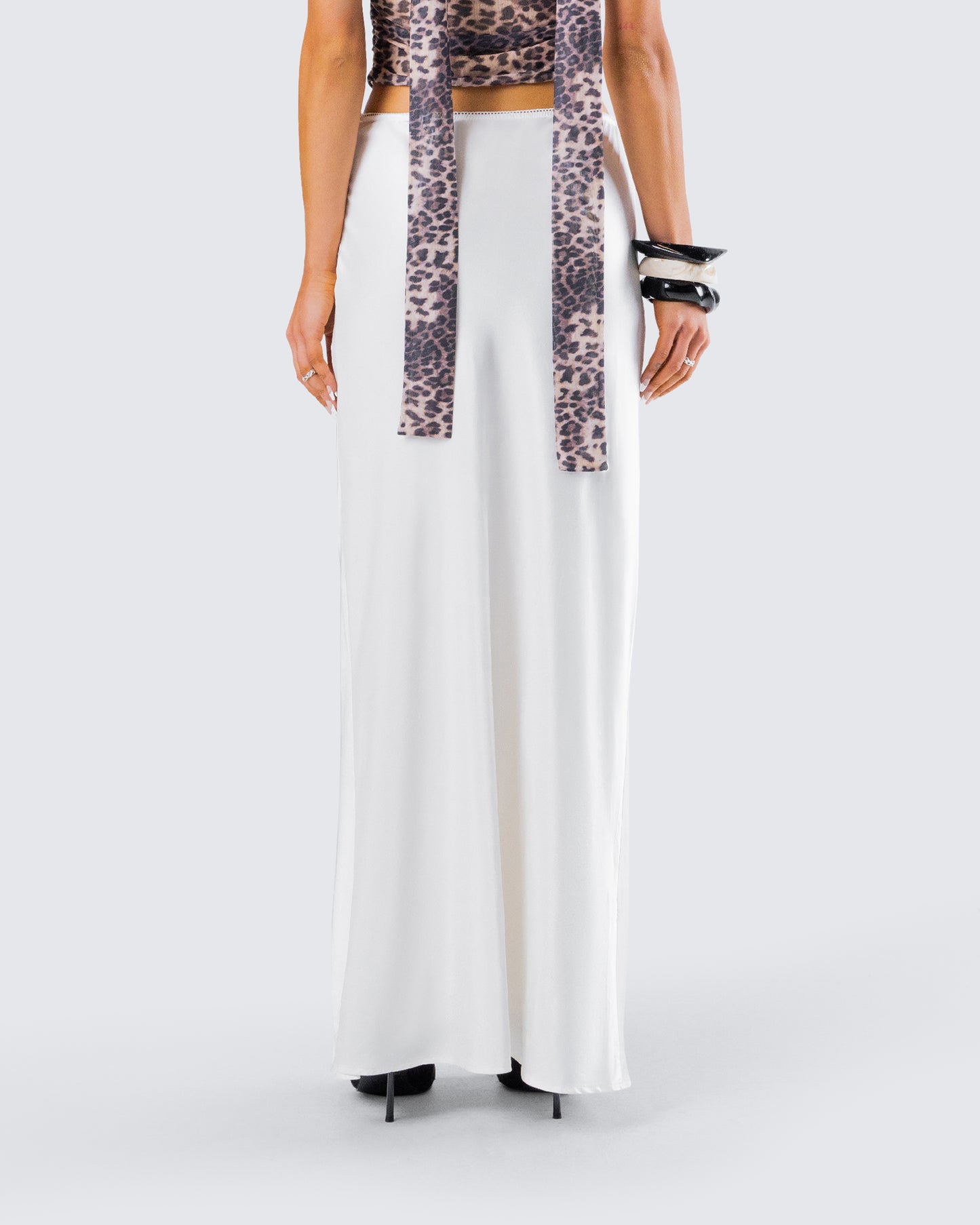 Maree White Low Rise Maxi Skirt