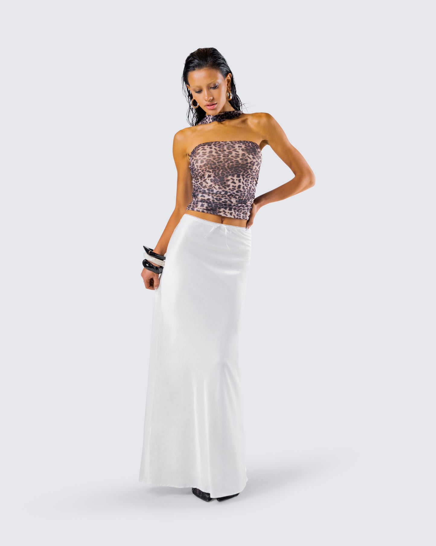 Maree White Low Rise Maxi Skirt