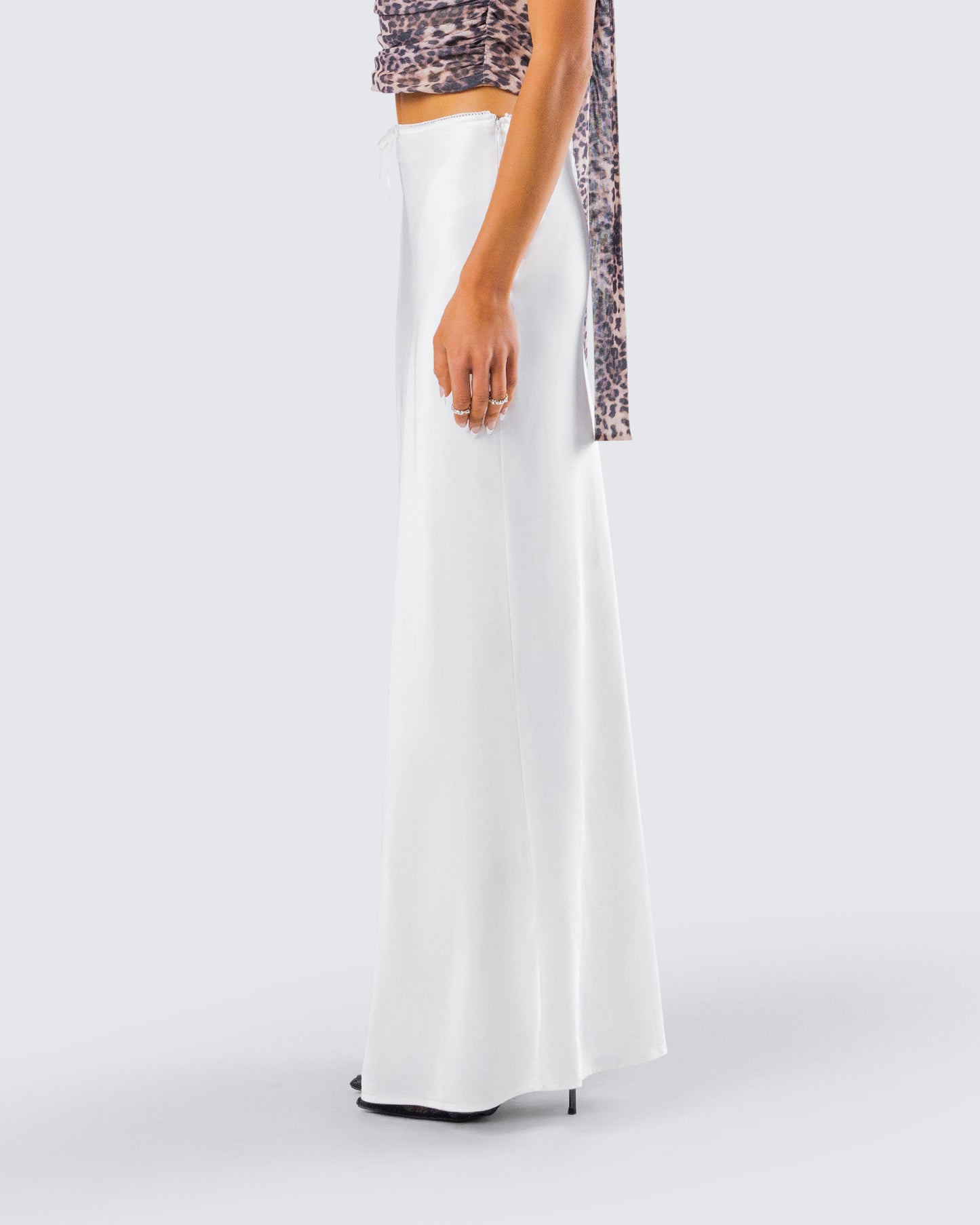 Maree White Low Rise Maxi Skirt