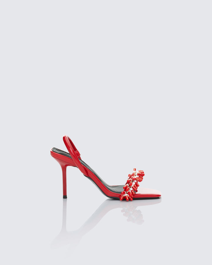Margaux Red Multi Pill Charm Sandal product side
