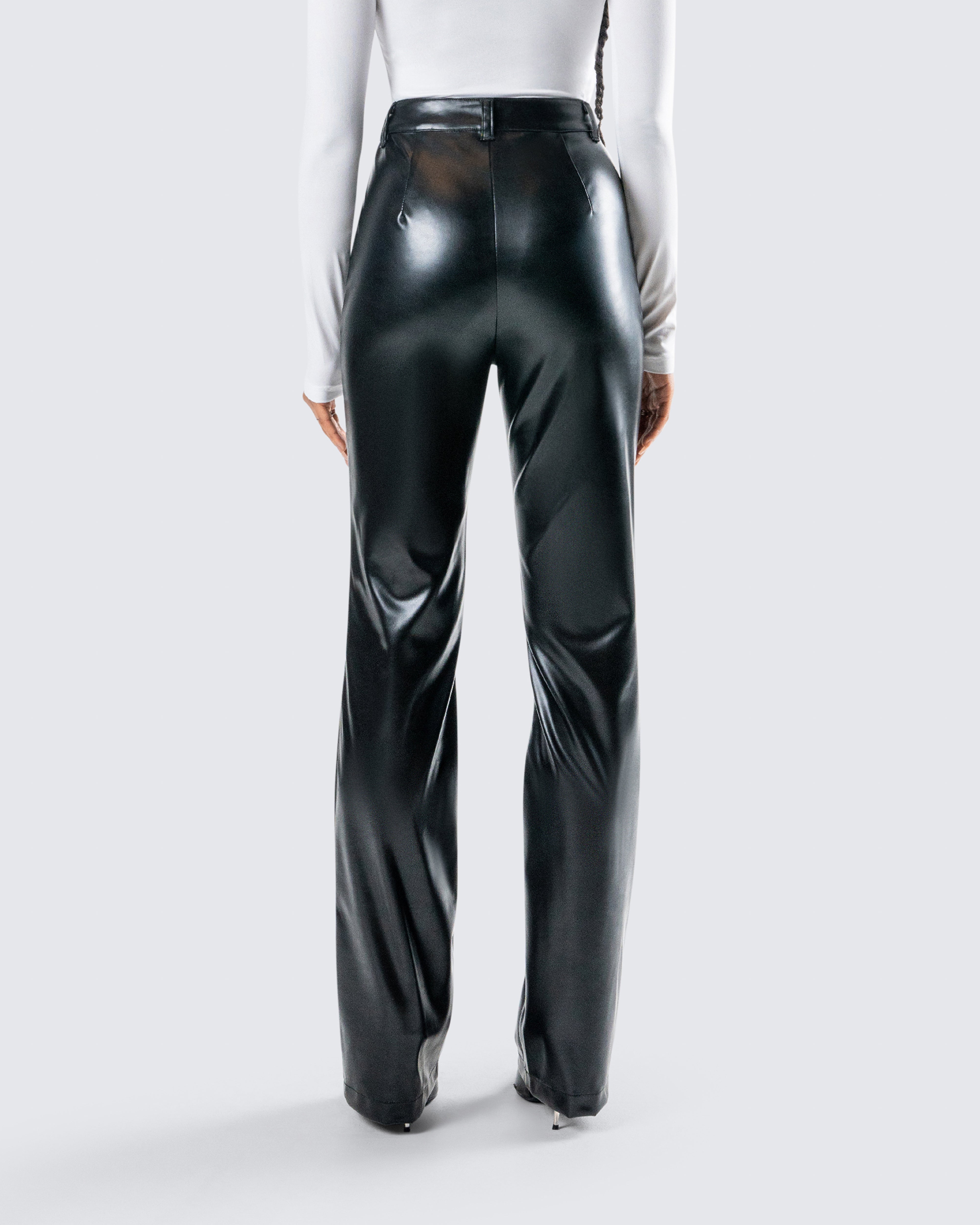 Mari Black Vegan Leather Pant