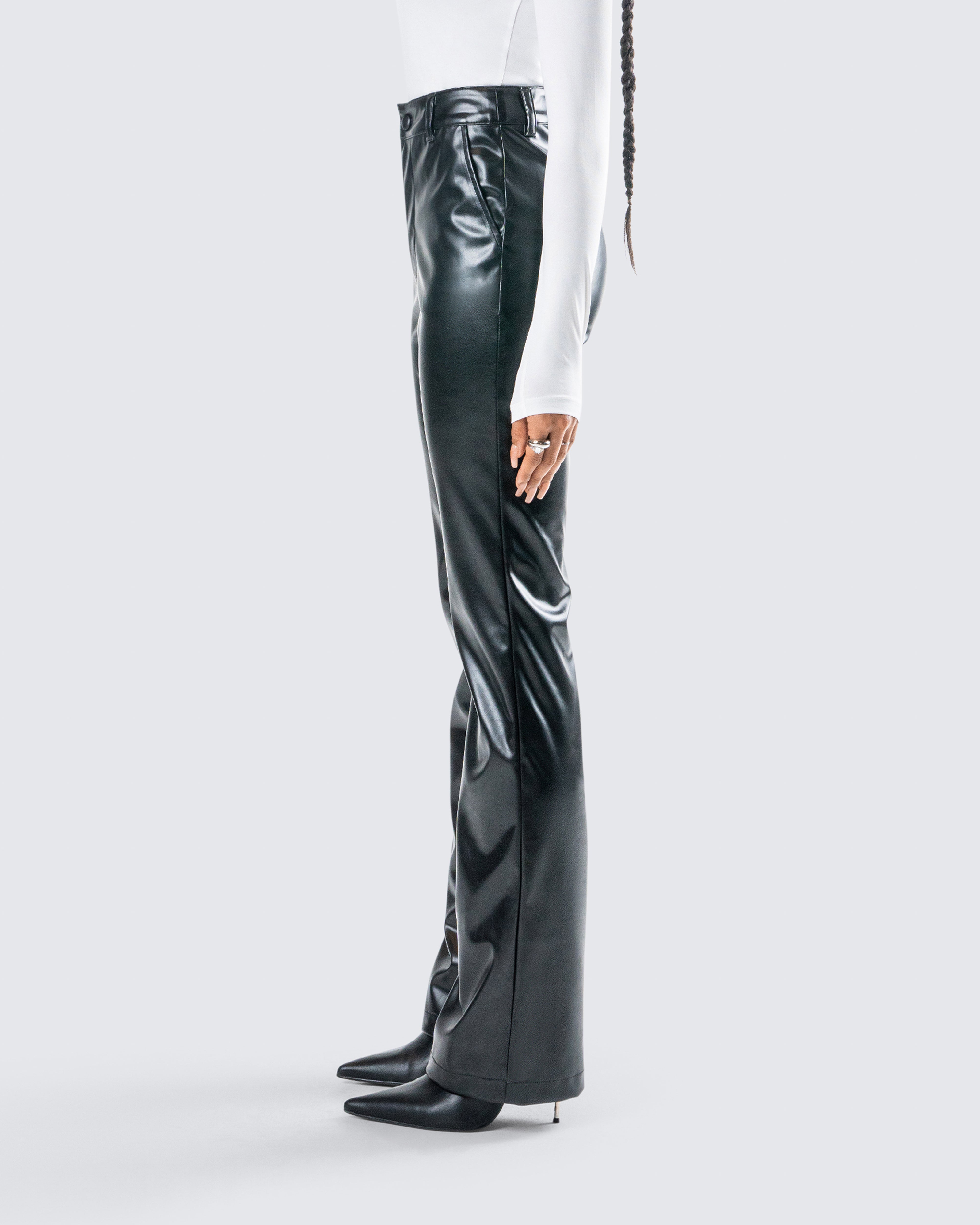 Mari Black Vegan Leather Pant