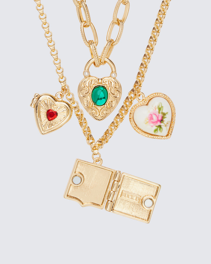 Marisol Gold Charm Heart Necklaces
