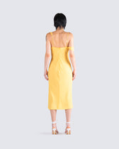 Mary Yellow Cowl Midi Dress – FINESSE