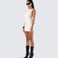 Matiyah Ivory Belted Micro Mini Dress