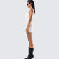 Matiyah Ivory Belted Micro Mini Dress
