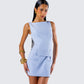 Matiyah Light Blue Belted Micro Mini Dress